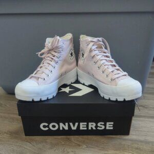 Converse All Star High Top Platform Barely Rose White Black Lugged Sneakers 9.5
